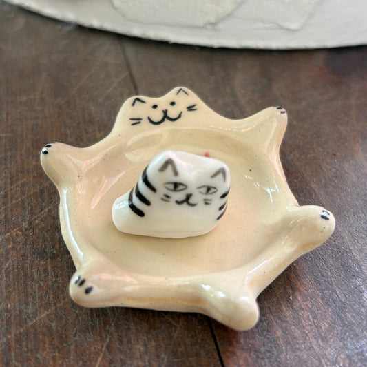 Porcelain Tiny Cat Figurine, Assorted Colors