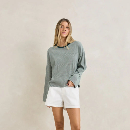 Rhythm, Lexi Stripe Long Sleeve Top Pine