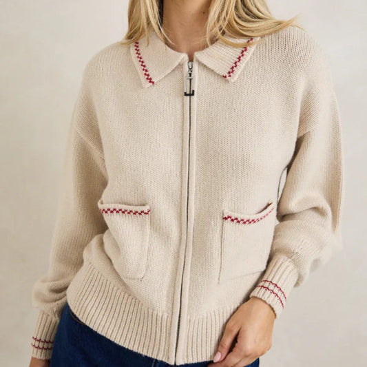 Rhythm, Frankie Dual Zip Cardigan Natural