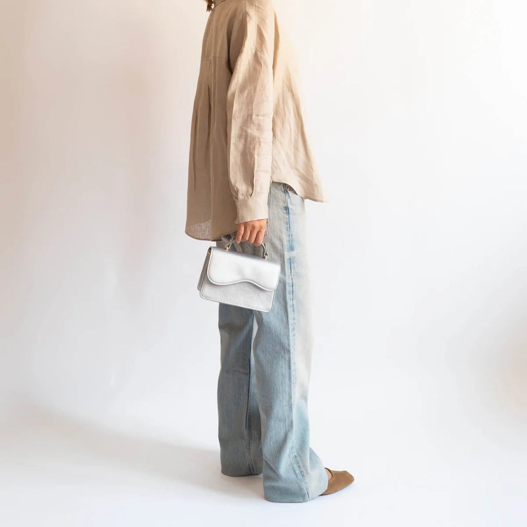 HVISK, Crane Shiny Structure Bag, Silver