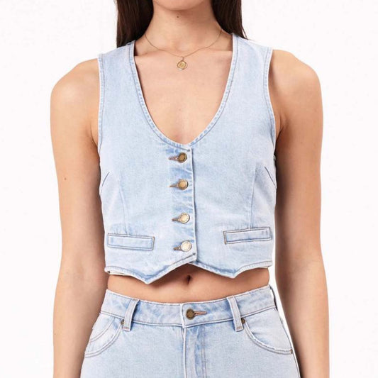 Dallas Vest, Luna, Light Vintage Blue, Final Sale