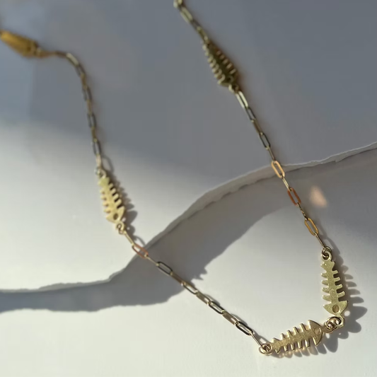 Frug, 14K Goldplate Fishbone Necklace FNJ49