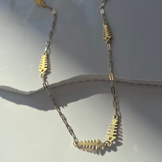 Frug, 14K Goldplate Fishbone Necklace FNJ49
