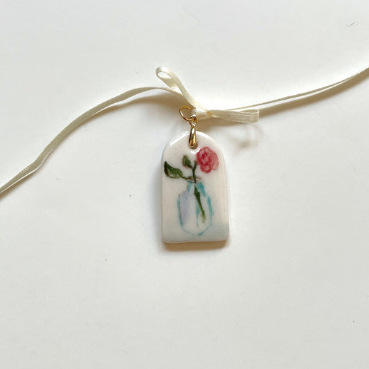 BitaJewells, Handmade Porcelain Rose Pendants