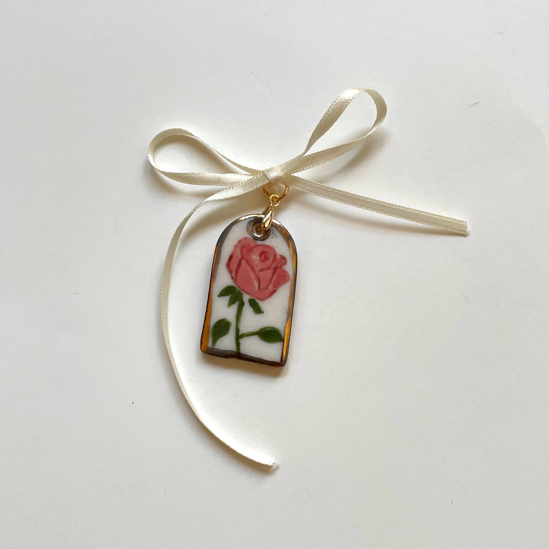 BitaJewells, Handmade Porcelain Rose Pendants