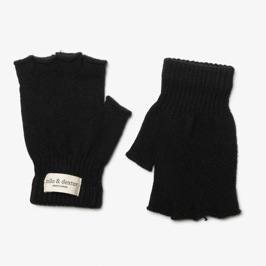 Milo & Dexter, Classic Fingerless Gloves, Black and Red
