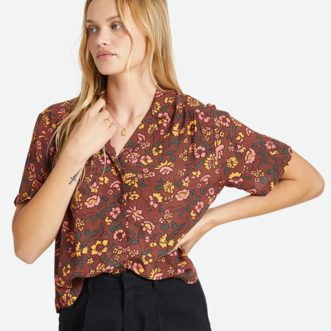 Beaufort S/S Woven Top - Rum Raisin