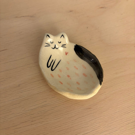 Tiny Handcrafted Ceramic Dish, Creamy Glazed Mini Catchall