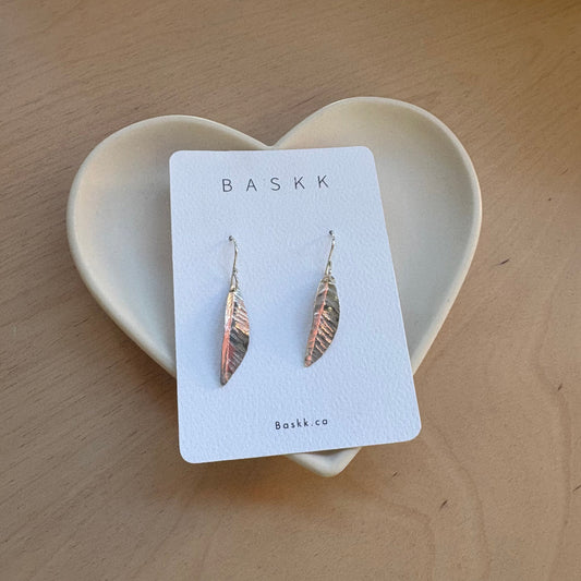 Baskk, Sterling Silver Small Leaf Earrings