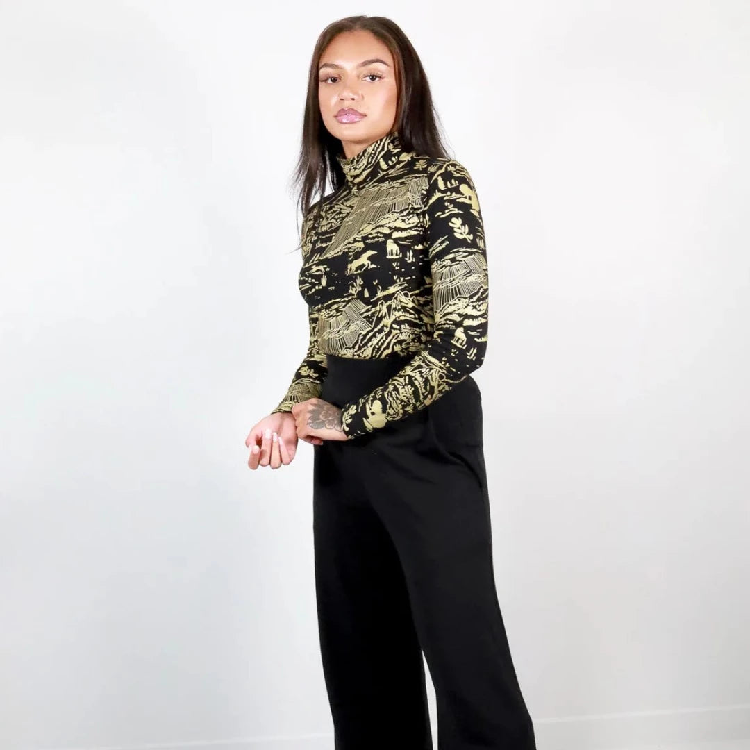 Gold on Black Shadow Canyon Turtleneck
