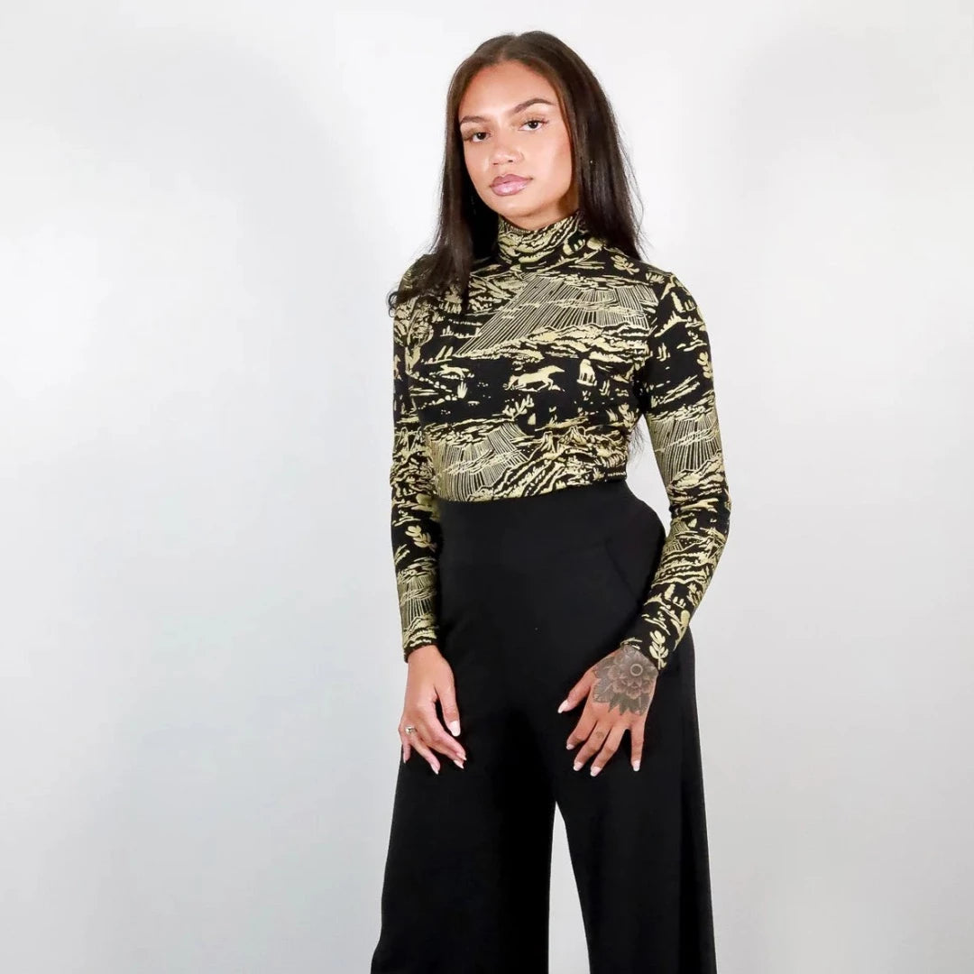 Gold on Black Shadow Canyon Turtleneck
