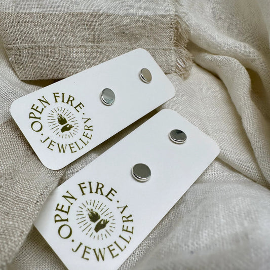 Open Fire, Disk Studs, Sterling Silver