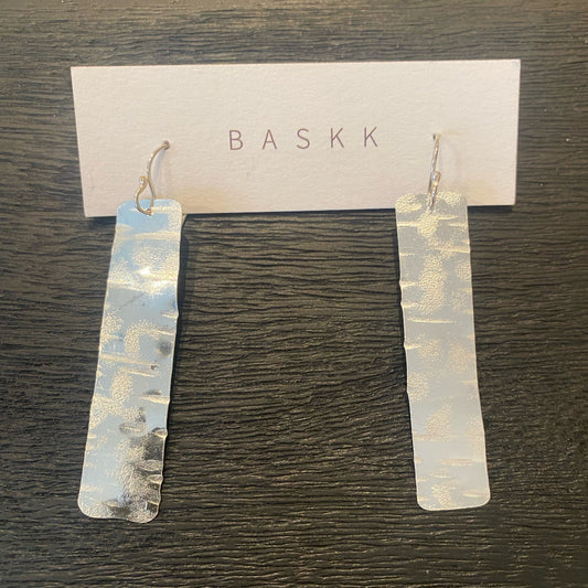 Baskk, Long Rectangle Earrings, Sterling Silver