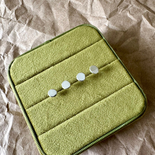 Open Fire, Disk Studs, Sterling Silver