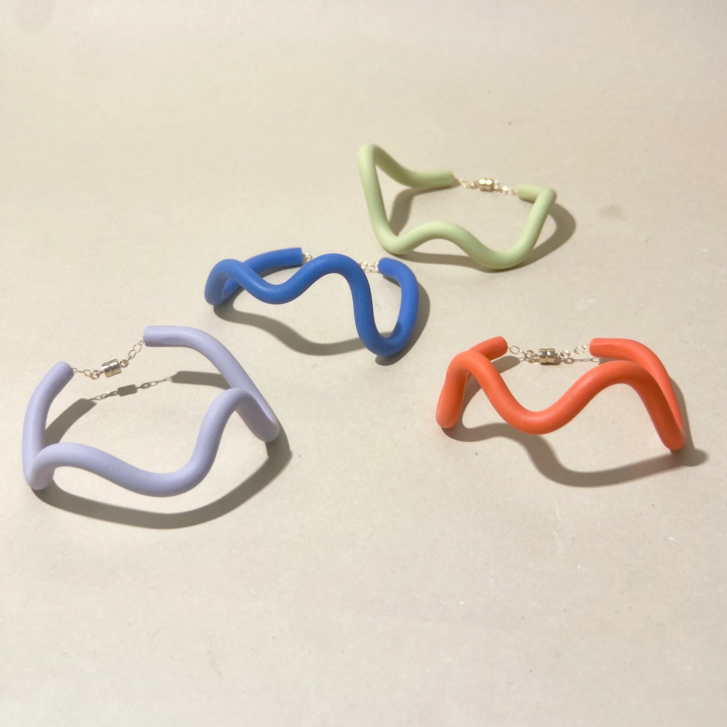 Squiggle Goddess Bracelet - Coral with Magnetic Clasp