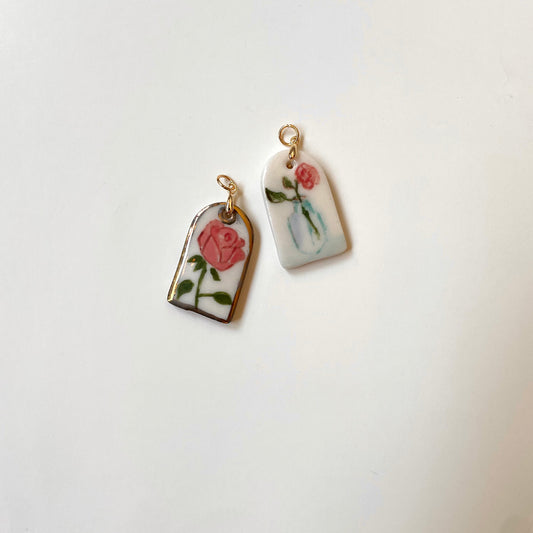 BitaJewells, Handmade Porcelain Rose Pendants
