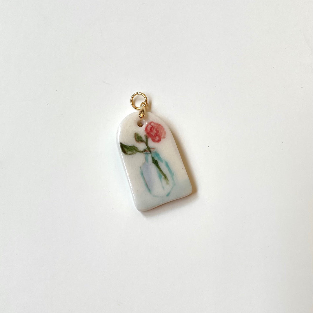 BitaJewells, Handmade Porcelain Rose Pendants