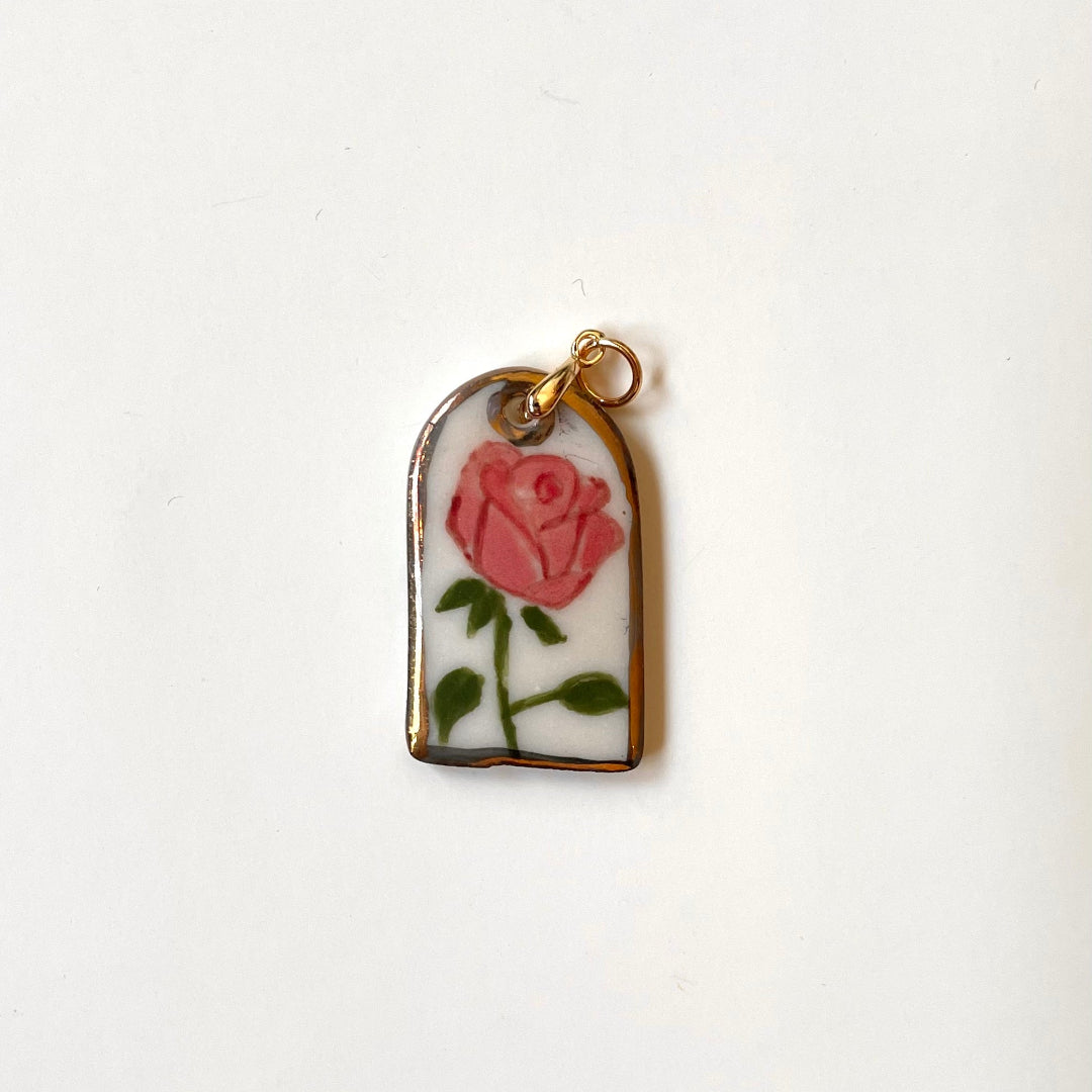 BitaJewells, Handmade Porcelain Rose Pendants