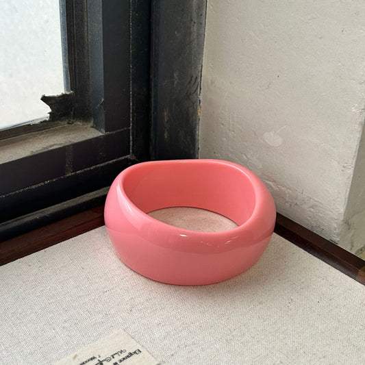 Modern Fable, Asymmetrical Chunky Resin Bangle, Pink