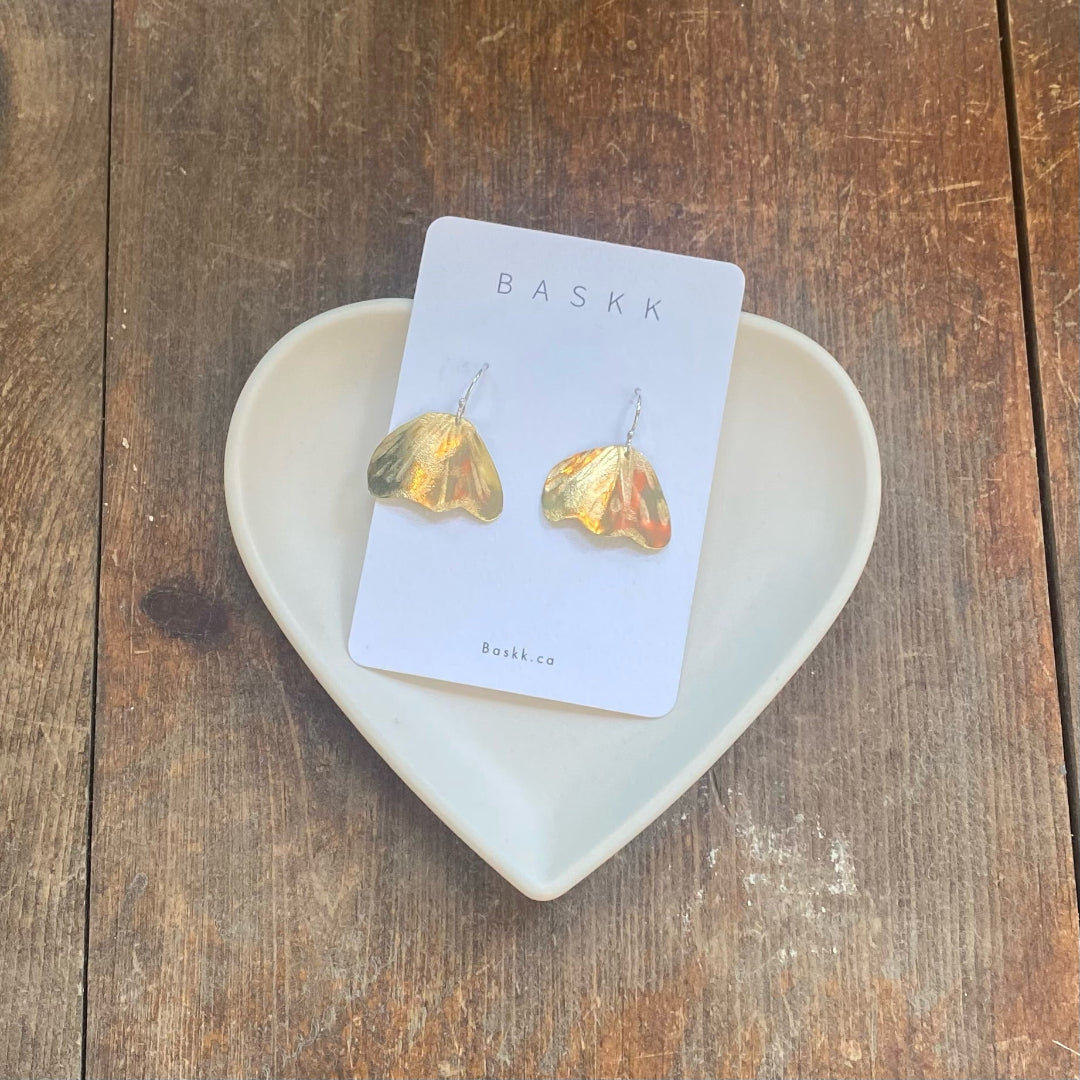 Baskk, Medium Brass Ginko Earrings