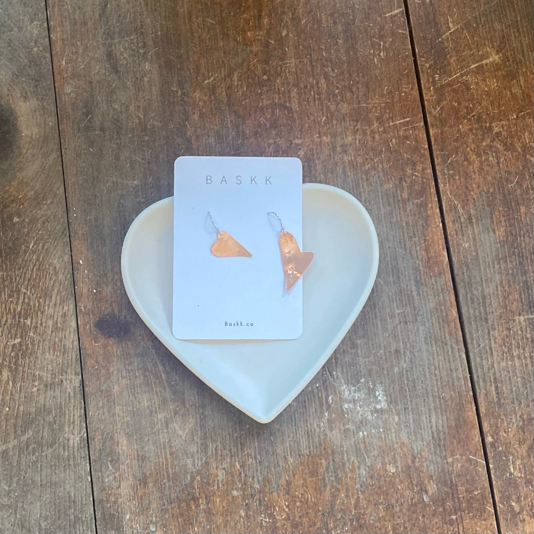 Baskk, Heart Earrings, Copper