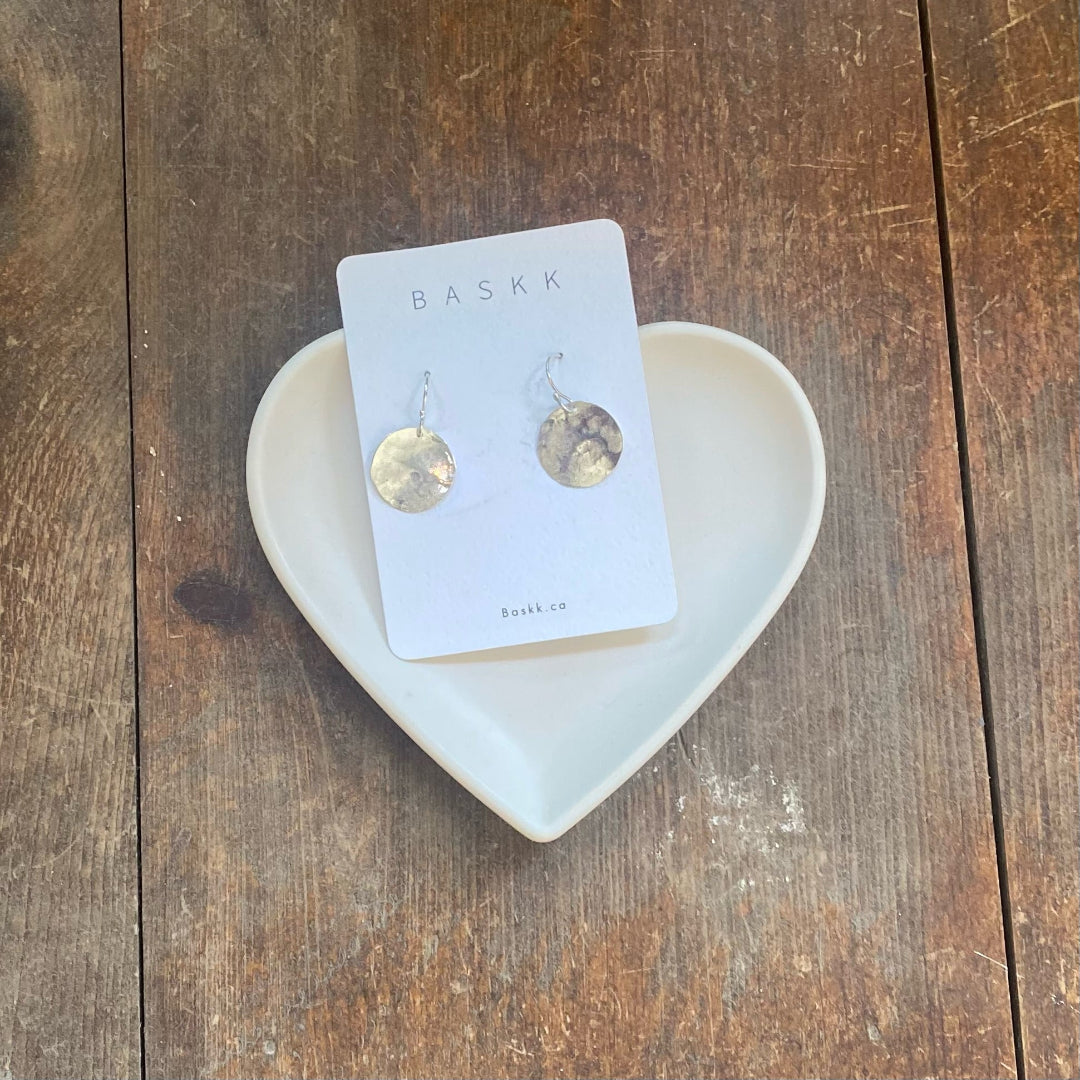 Baskk, Tiny Moon Disc Earrings, Sterling Silver