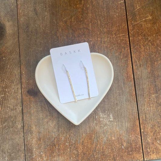 Baskk, Long Thin Bar Earrings, Sterling Silver