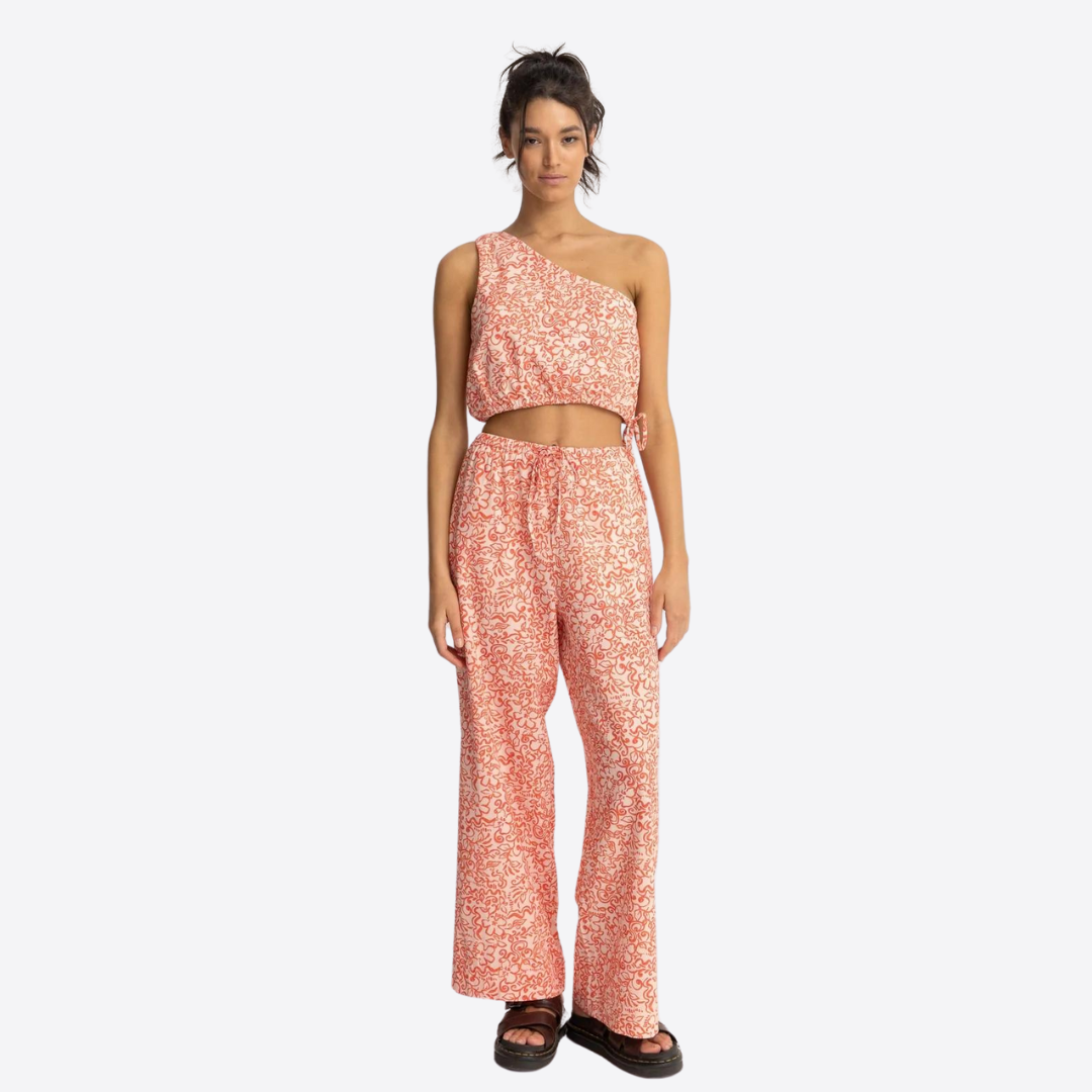 Rhythm, Islander One Shoulder Floral Top, Coral