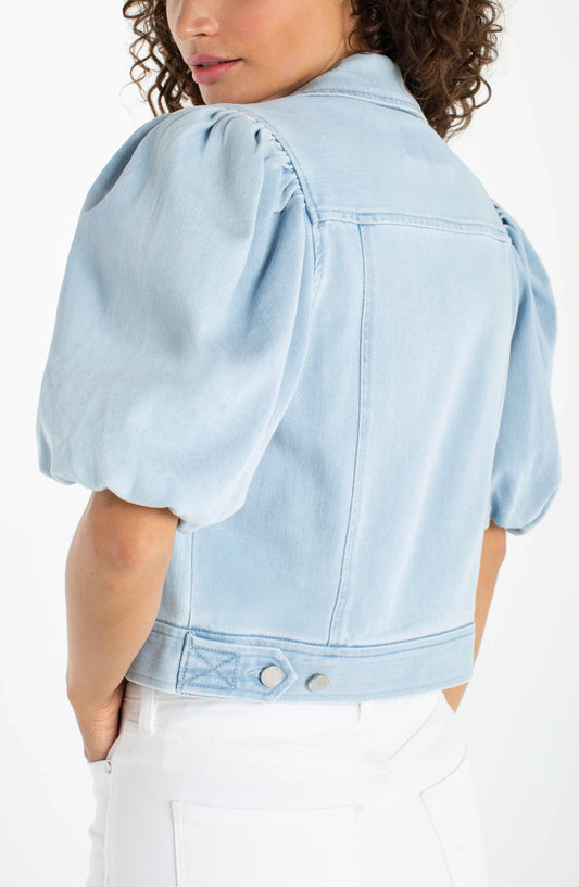 Liverpool, Puff Sleeve Cropped Trucker Jacket