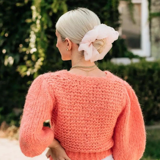 Oversized Organza Scrunchie, Pink and Black