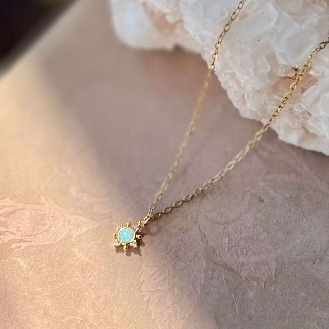 Frug, Opal and Goldplate Sun Pendant Necklace FNJ06
