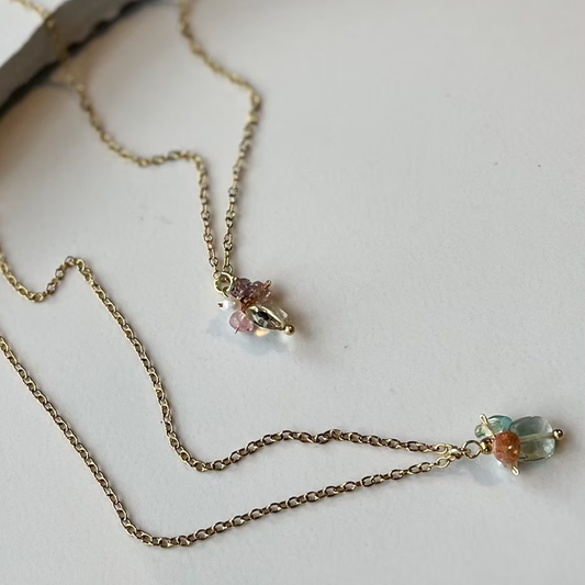 Frug, 14K Goldplate Necklace and Gemstone Cluster Pendant FNJ53SET
