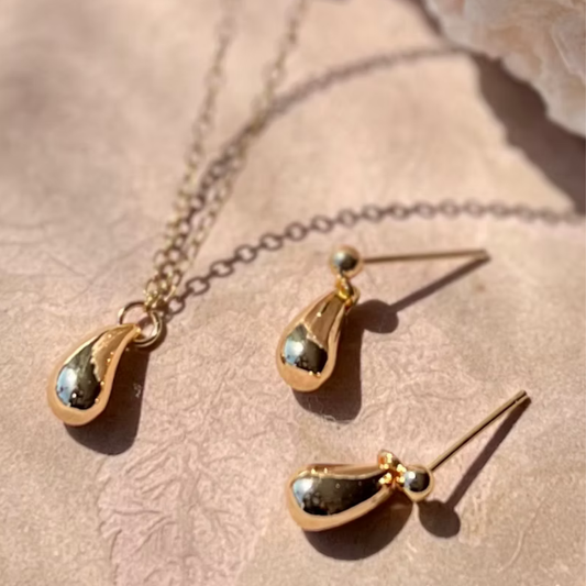 Frug, 14K Goldplate Teardrop Earrings or Necklace FNJ12SET
