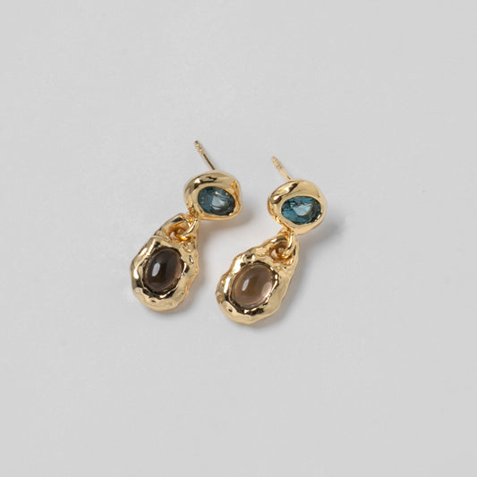 Wolf Circus, Avery Earrings in Blue Topaz and Gold