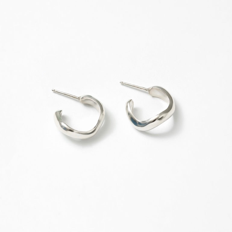 Small Riley Organic Silver Hoops