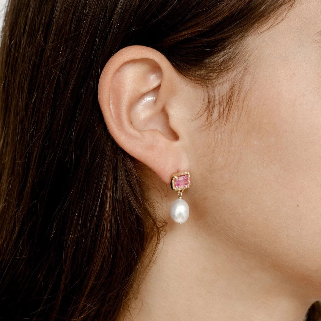 Sophie Earrings in Pink and Gold
