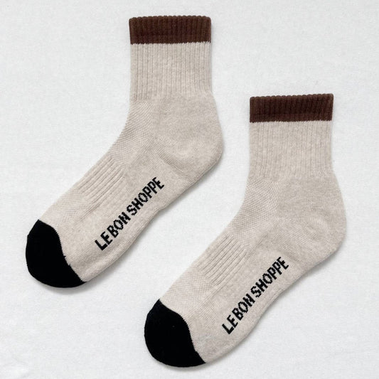 Le Bon Shoppe, Color Block Girlfriend Socks, Black Coffee