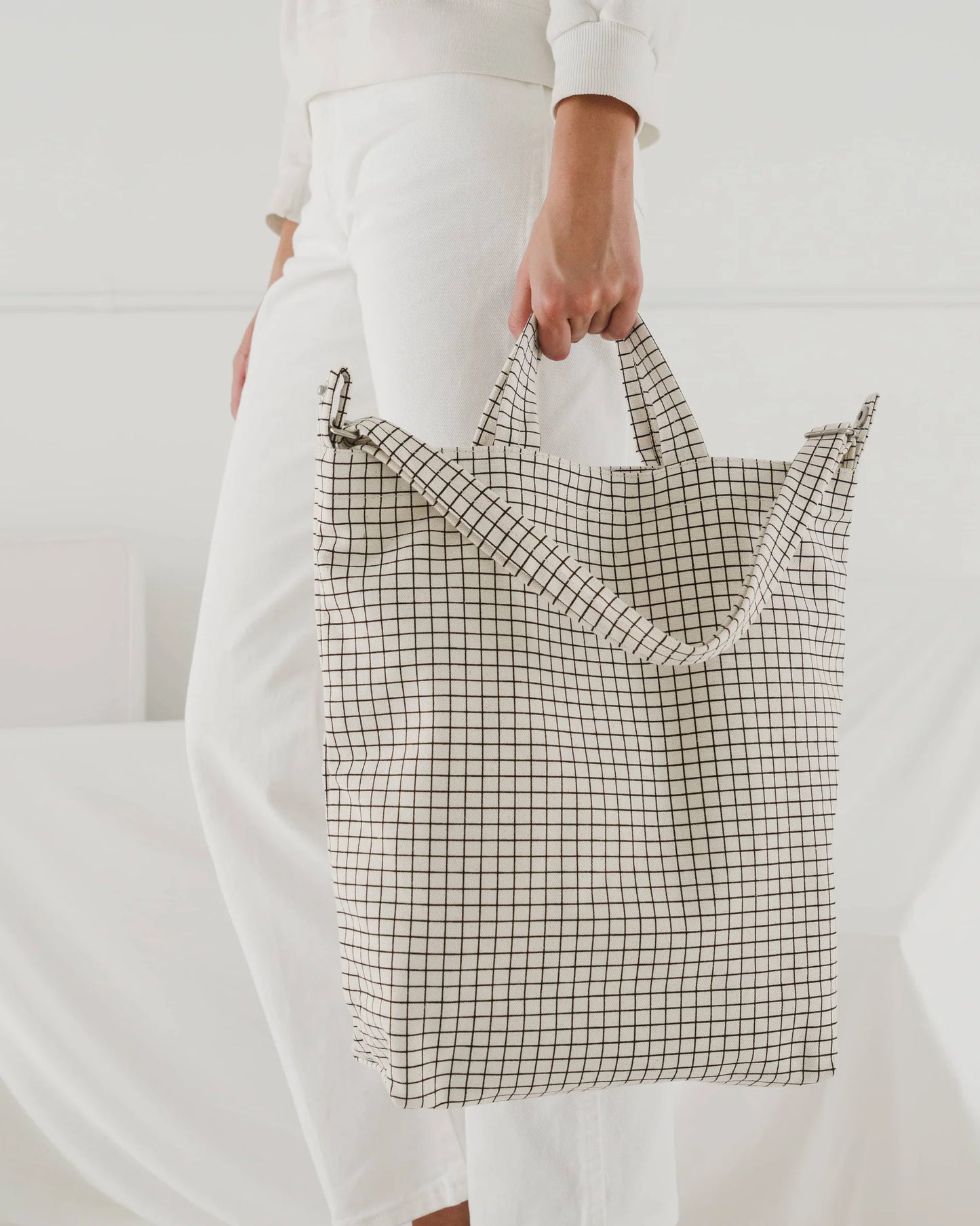 Horizontal Duck Bag - Natural Grid