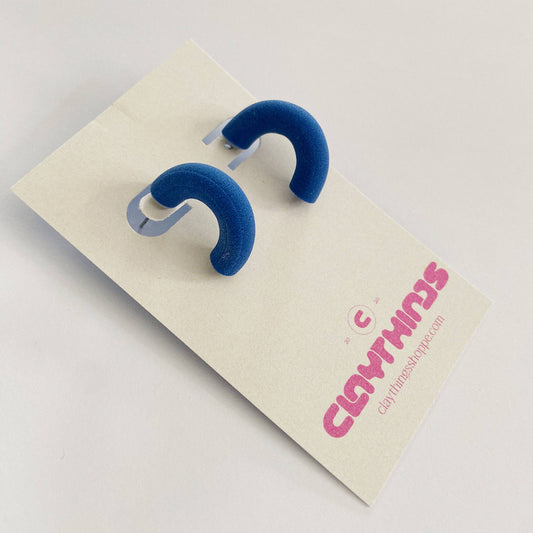 ClayThings Shoppe, Dark Blue Clay Hoops, Simple Clay Hoops