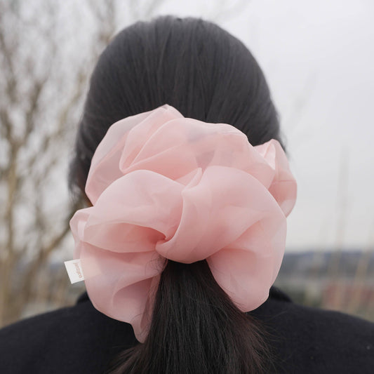 Coral Pink Organza Oversized Scrunchie