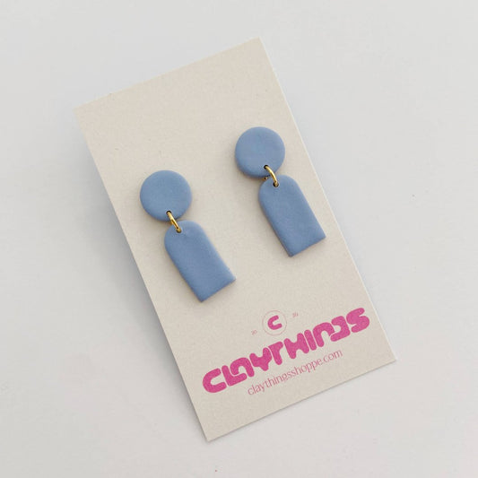 Mini Mia in Light Blue, Clay Earrings