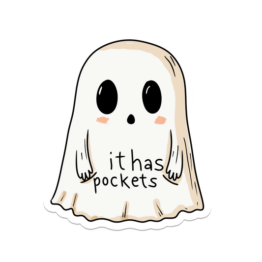 It Has Pockets Ghost, Waterproof Sticker