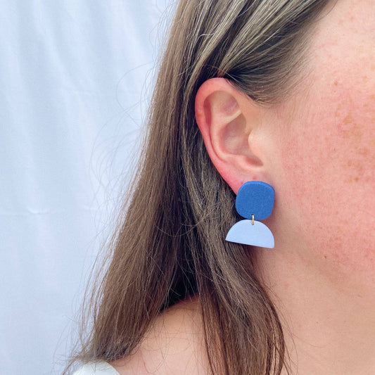 Small Blue Polymer Clay Earrings