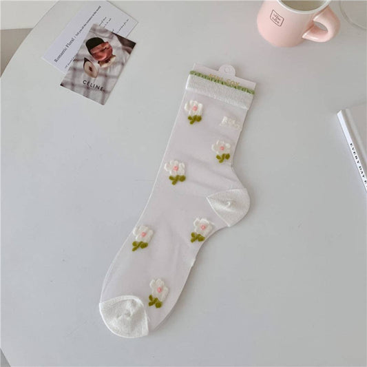 Rufia, Garden Bloom Sheer Crew Socks