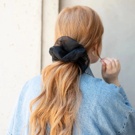 Oversized Organza Scrunchie, Pink and Black