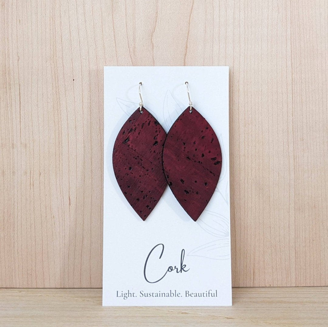 Wine Red Cork Earrings