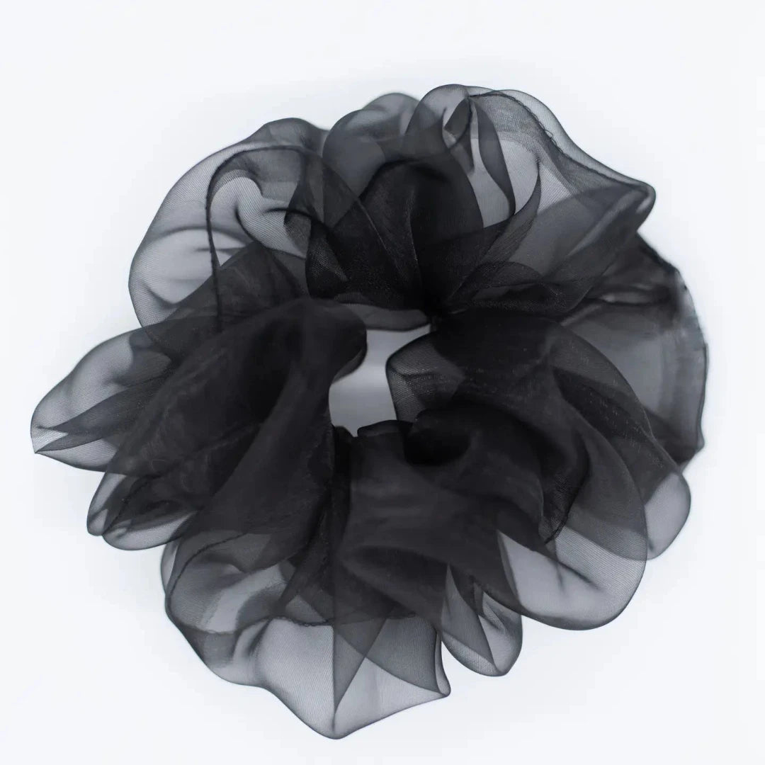 Oversized Organza Scrunchie, Pink and Black