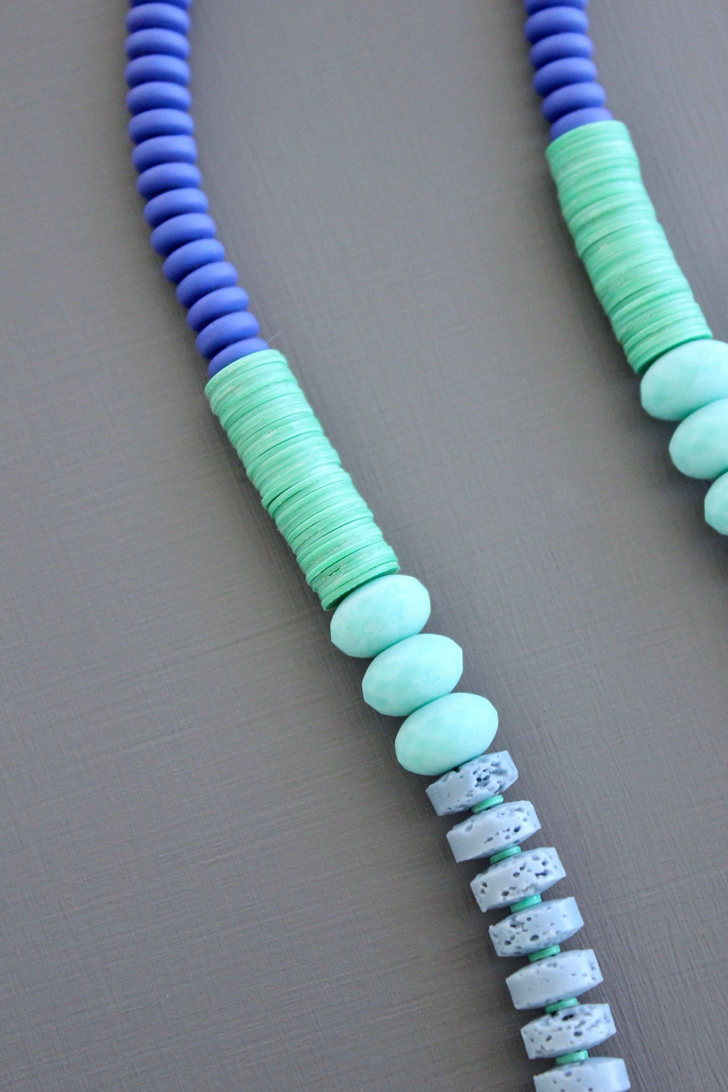 David Aubrey Jewelry, KYL133 Cobalt and Lava Bead Long Necklace