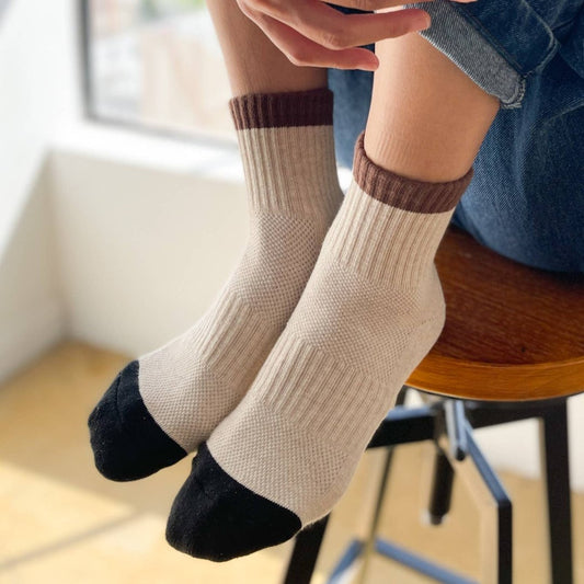 Le Bon Shoppe, Color Block Girlfriend Socks, Black Coffee