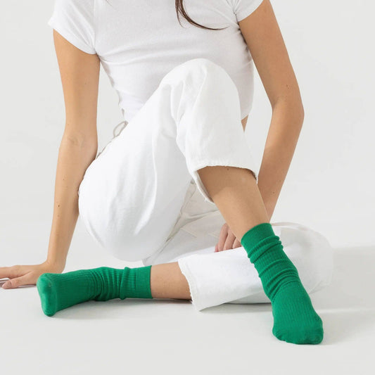 Bondoodle, Women’s Everyday Cotton Crew Socks, Green